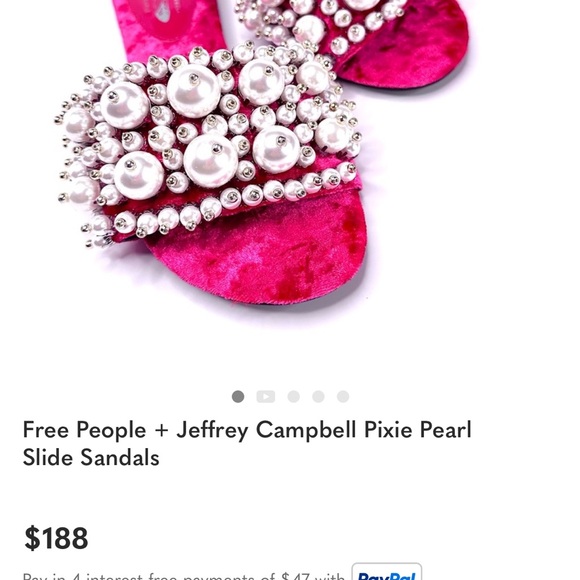 Free People + Jeffrey Campbell Fuchsia Velvet Pixie Pearl Slide Sandals - Picture 2 of 5